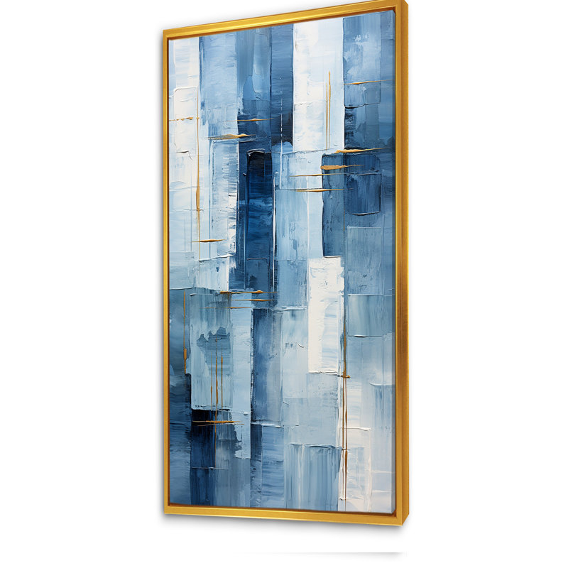 Blue Nautical Shapes II - Coastal Minimalisme, art mural, H 60 po x l 28 po x P 1,5 po, Cadre flottant doré