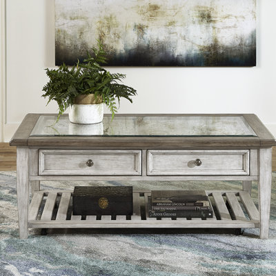 Haylee Rectangular Ceiling Tile Cocktail Table w/ Drawers