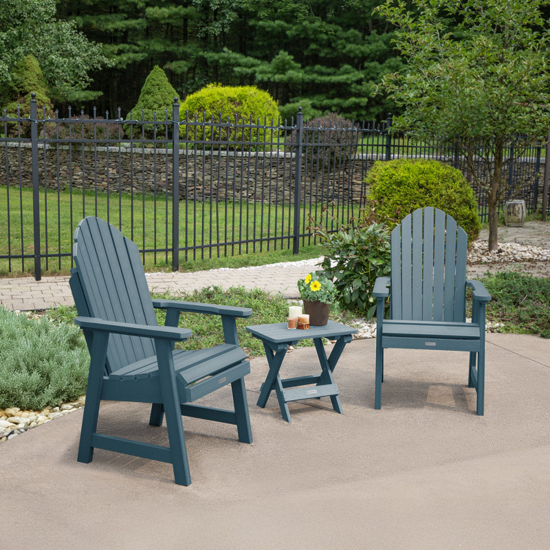Chaise Adirondack en plastique avec table Anette, Bleu Nantucket