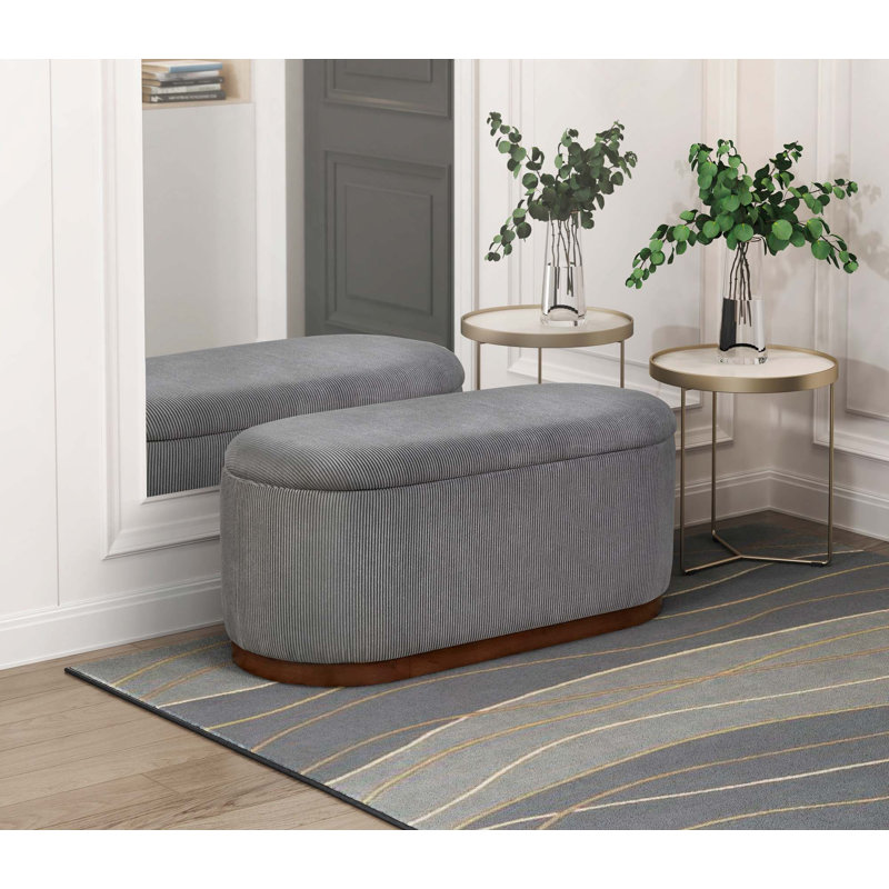 Banc de rangement en velours côtelé à plateau relevable avec siège rembourré en mousse