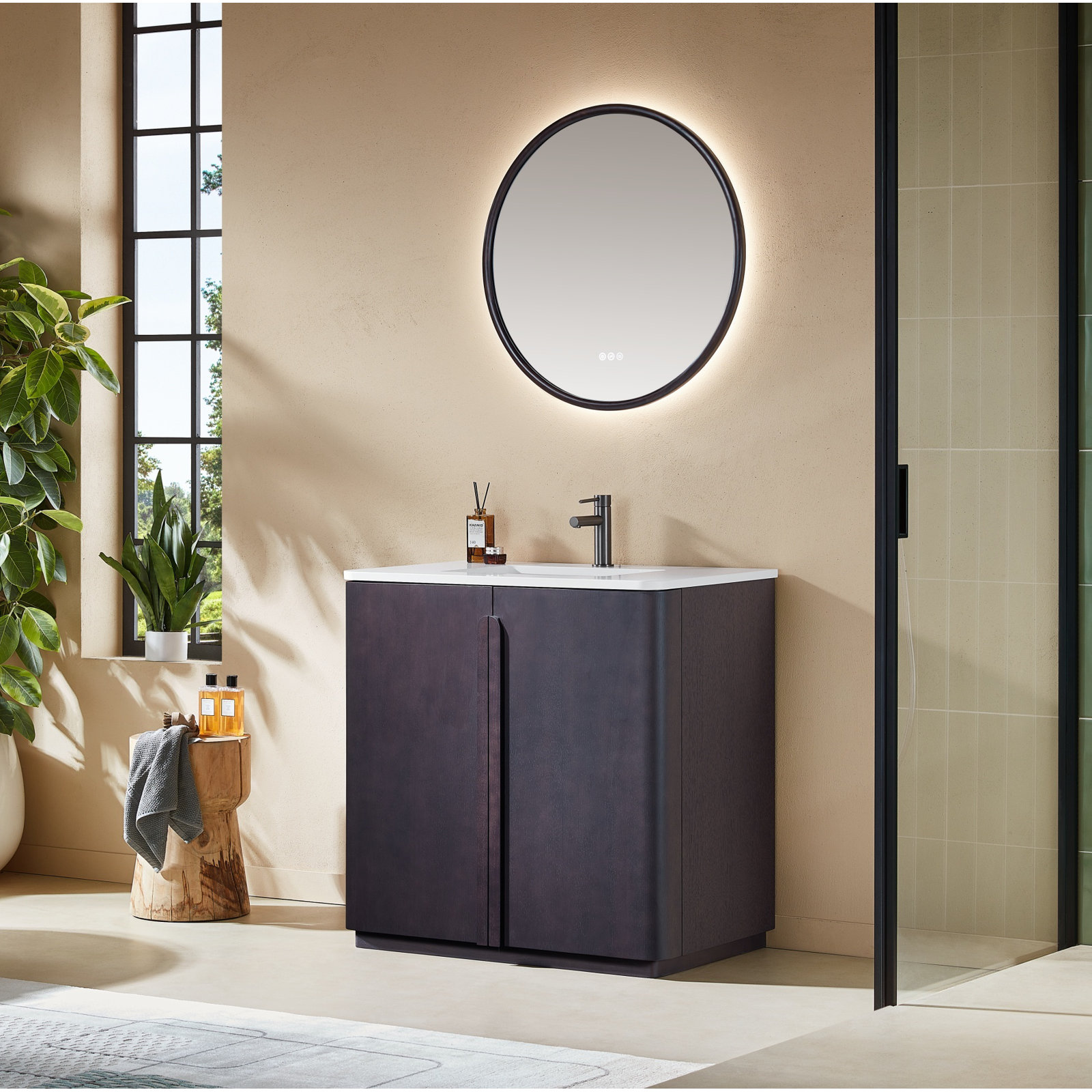 Greely 36" Oak Single Bathroom Vanity, Espresso Oak