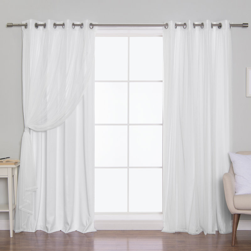 Paire de rideaux occultant en polyester Fortson Max, 52 po x 84 po, Blanc