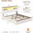Farmhouse Queen Bed Frame with Lift-Up Storage, 3-Tier Bookcase Headboard & LED Lights, White-1924652673-1925583384