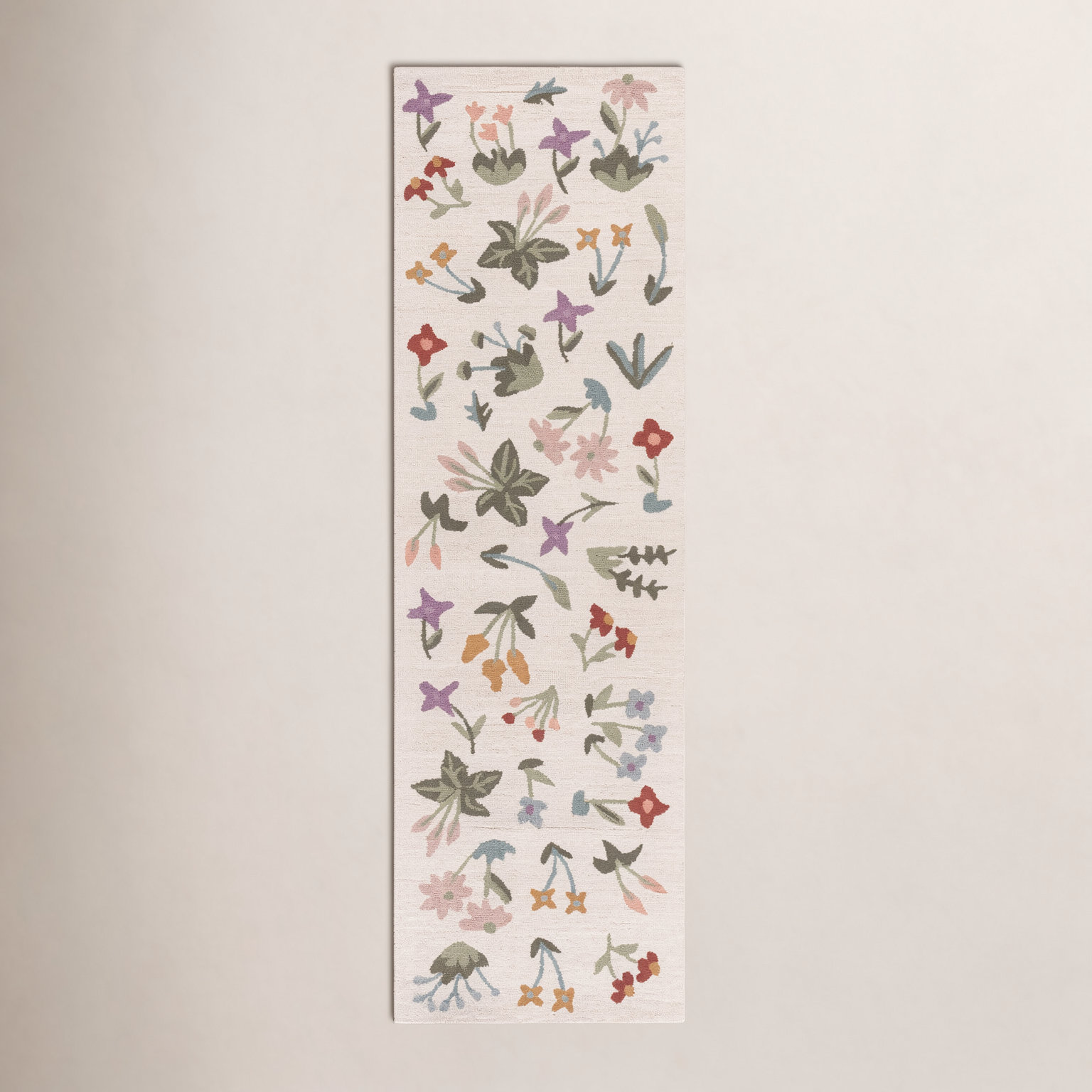 Hand-Tufted Wool Floral Outdoor Rug, Runner 2'3" x 8'