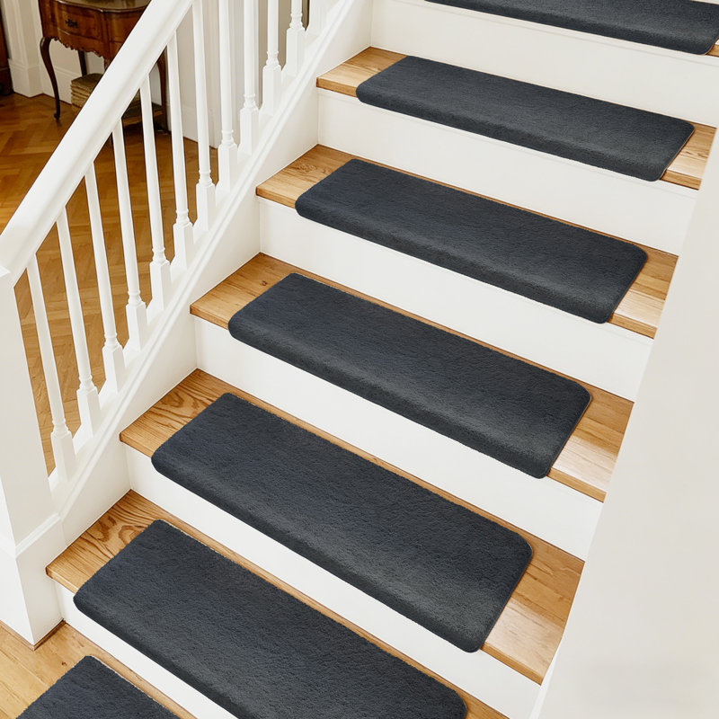 Tapis d'escalier intérieur antidérapant Scarlettrose, Gris foncé, 14