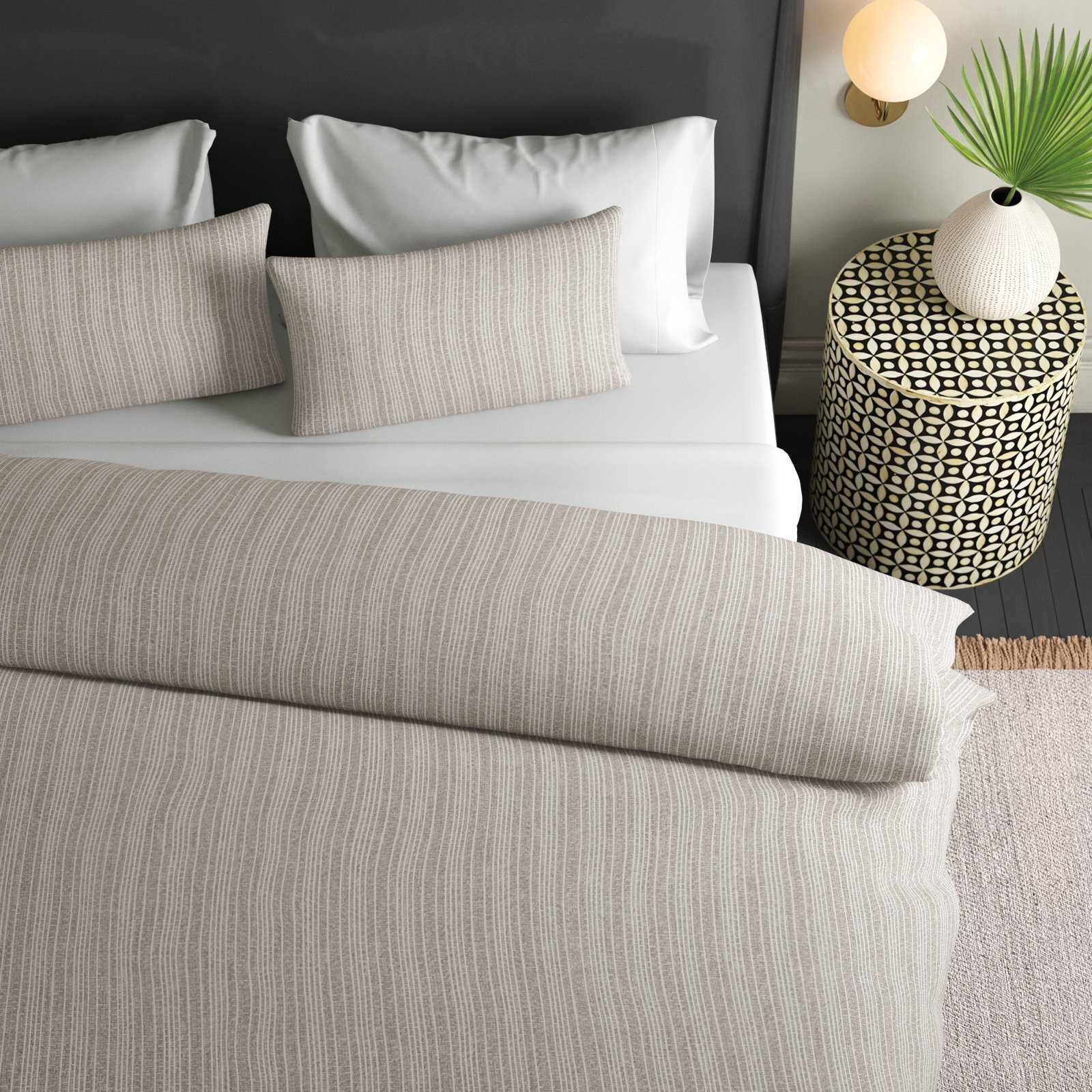 Hart Linen Duvet Cover Set, King Duvet Cover + 2 King Shams