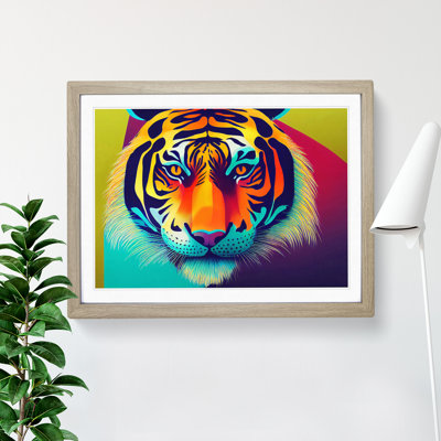 Colourful Tiger Art Vol.3 Abstract - Framed Print