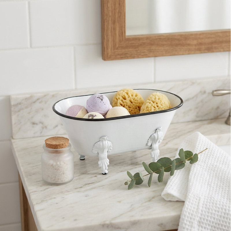 Décoration de baignoire en métal Lavande - petite - blanc, Blanc, 4.5" H x 10" W x 5.5" D
