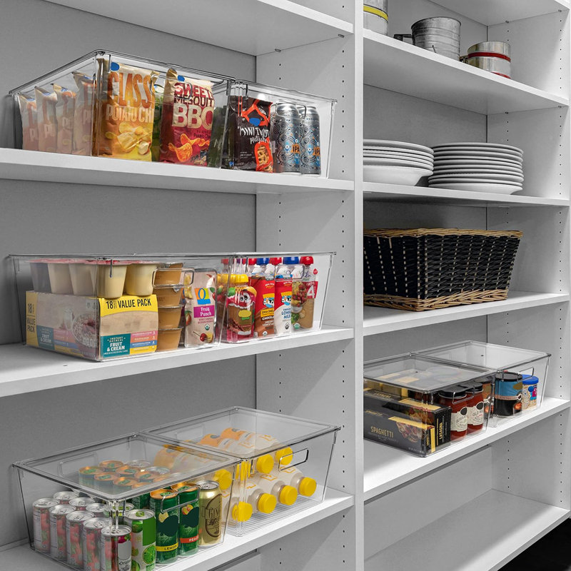 Bacs de rangement en plastique avec couvercles XL - Rangement parfait pour la cuisine ou le garde-manger - Rangement pour réfrigérateur / armoire