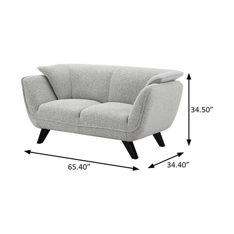 canapé deux places de 65,4 pouces, light grey boulce