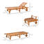 Chaise longue inclinable d'extérieur pliante avec roulettes, structure en bois d'acacia - couleur teck
