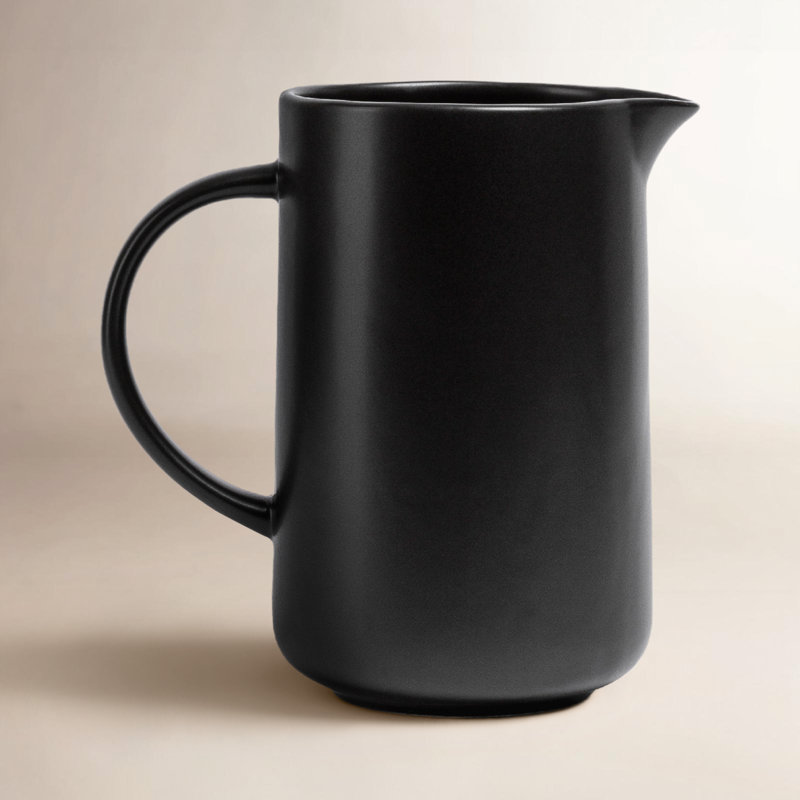 over&back Coupe Stoneware Pitcher, Black