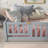 Twin Size Floor Bed With Fence And Door,Rubber Wood Floor Bed With Safety Guardrails,Grey-853463644