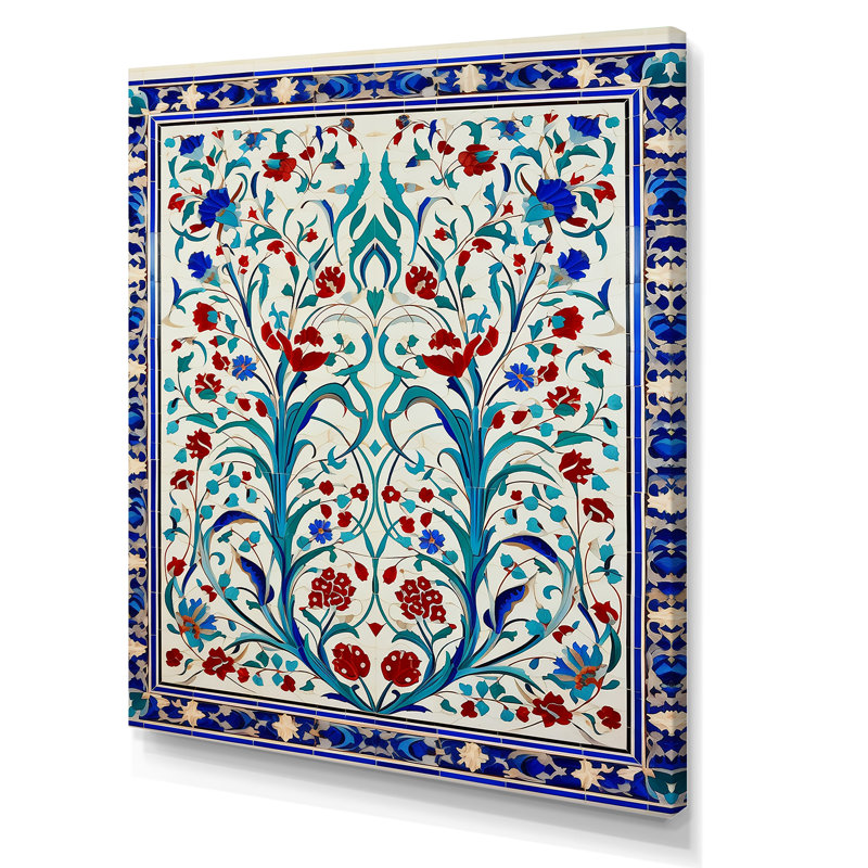 «Blue Tile», art mural mural marocain II, Toile tendue, H 20 po x l 12 po x P 1 po