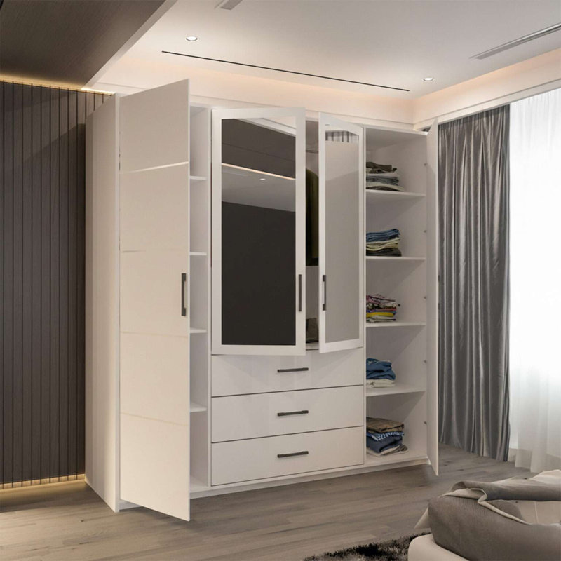 4 Door Manufactured Wood Wardrobe, White