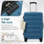 Valise 24 po Hardshell ABS à carreaux, valise de voyage extensible durable avec roulettes, serrure TSA