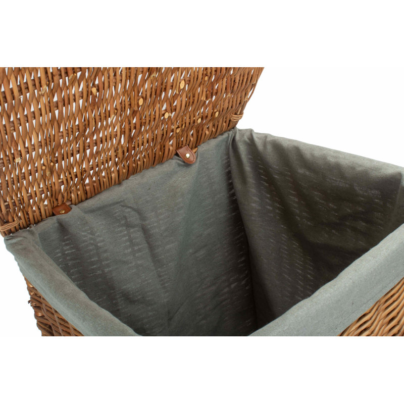 Wicker Laundry Bin Basket with Lining, 61" H x 46" W x 46" D, Light Steamed/Grey