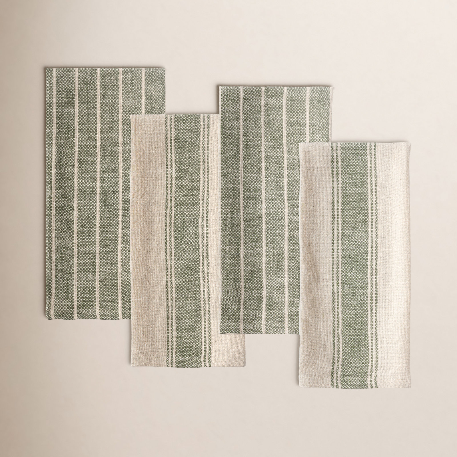 4 Piece Monaco Slubbed Tea Towel Set, Olive