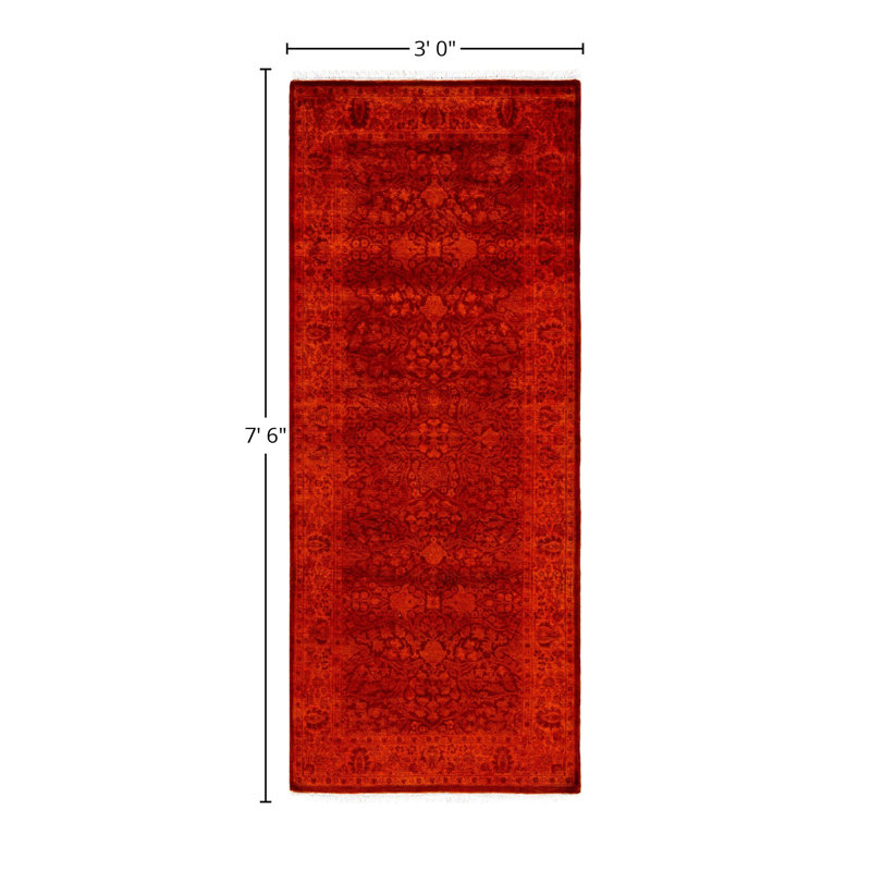Huckstep One-of-a-Kind 3' 0" X 7' 6" Runner Wool Area Rug Orange