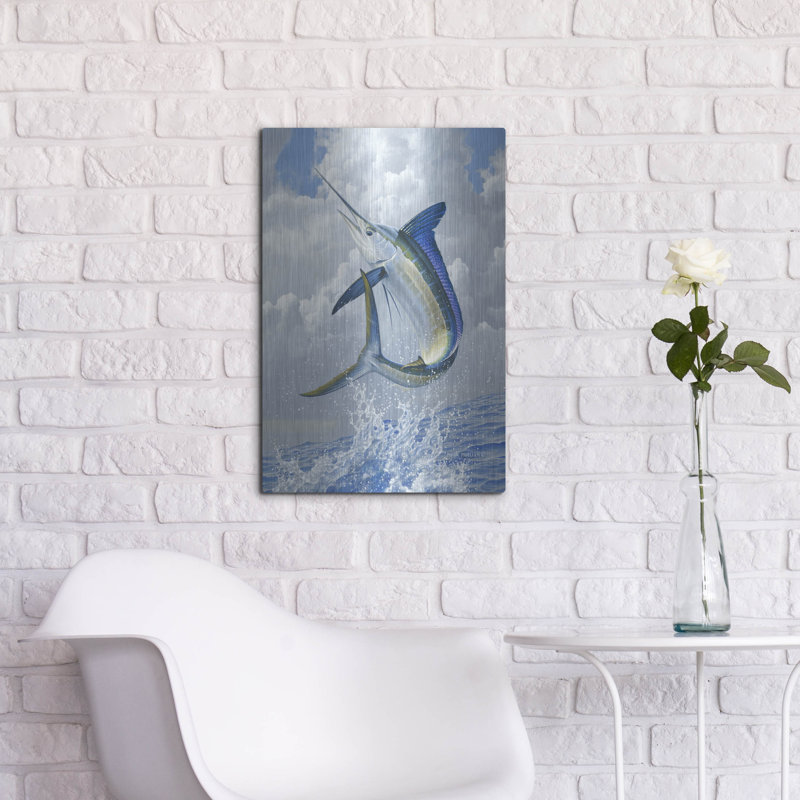 Art mural en métal Beachcrest Home ™ «White Marlin» par Mark Mueller, H 24 po x l 16 po