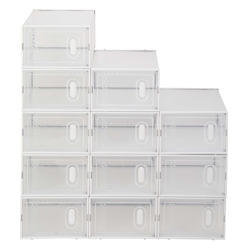 Shoe Storage Boxes 12 Pack Clear Plastic Stackable