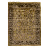 Hand Knotted Area Rug in Gold And Black