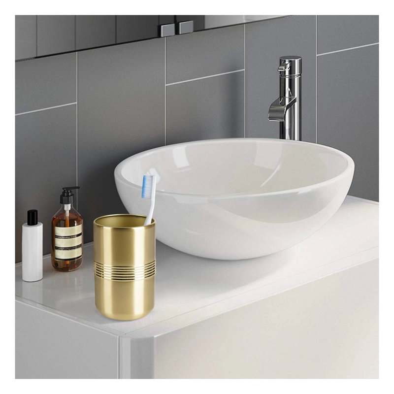 Gobelet en acier inoxydable doré pour salle de bain - Gobelet décoratif pour salle de bain avec finition moderne