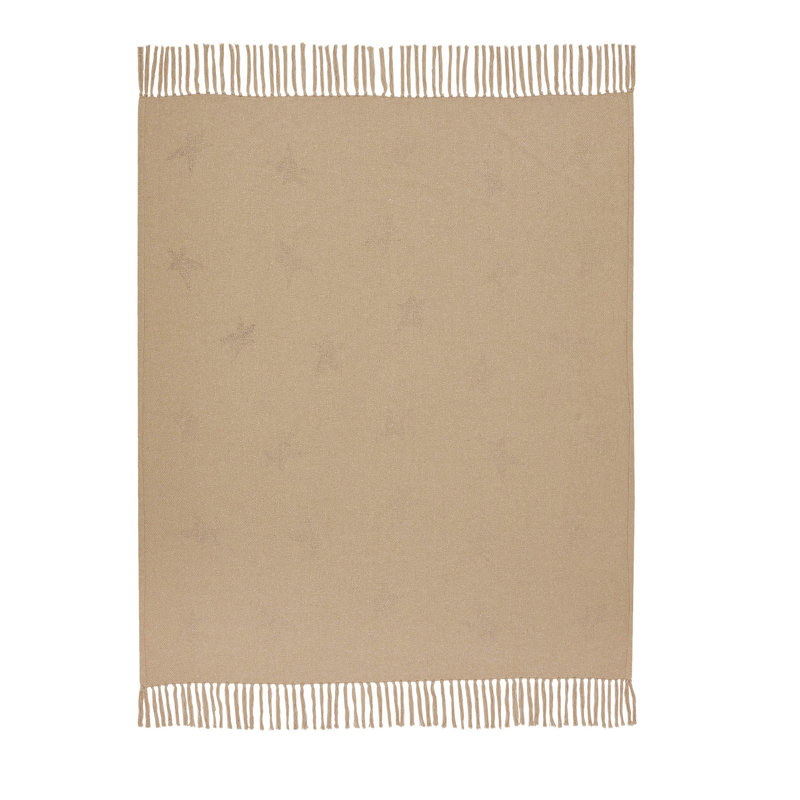 Tan and Burgundy Star Pattern Cotton Throw Blanket