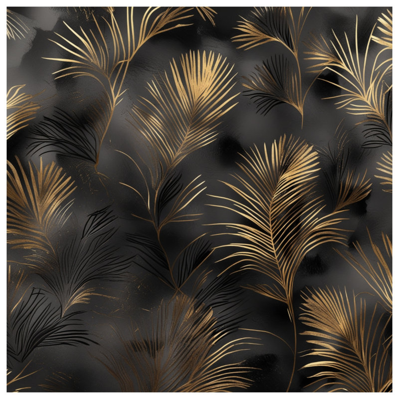 Gold Palm Leaves Bedding Foliage Bedspread Nature, Full / Double
