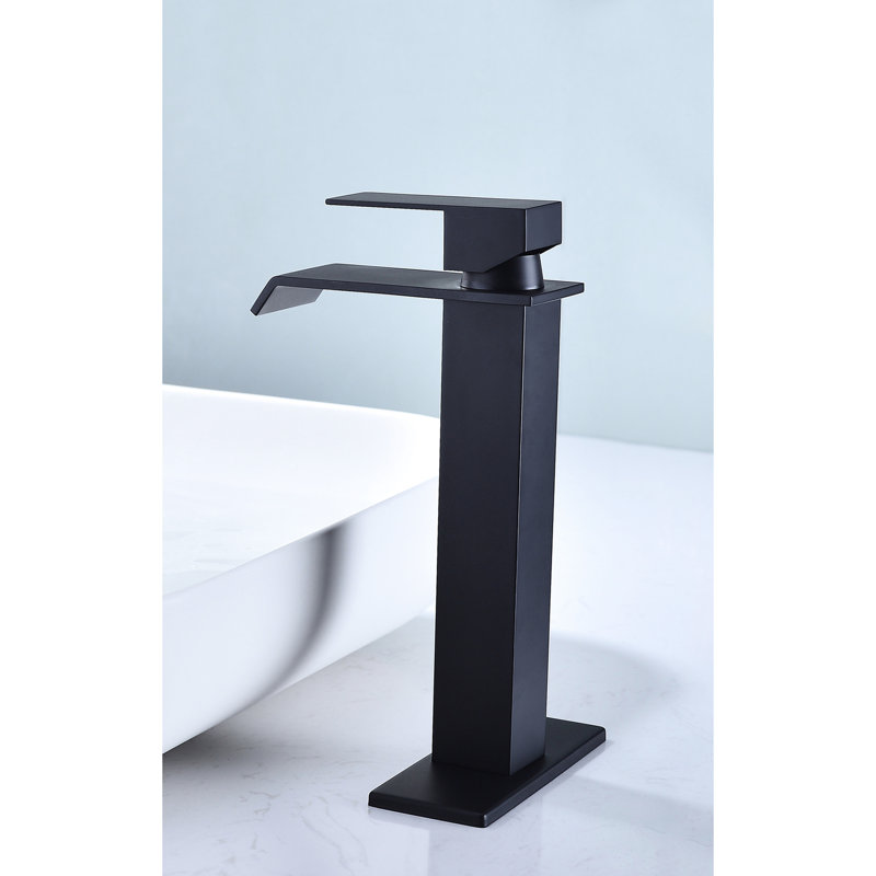 Stainless Steel Bathroom Sink Faucet With Waterfall Spout, Single Operation For Optimal Water Temperature And Flow, Matte Black Finish In Effect, Single Handle Effortless Adjustment, Made Of