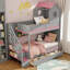 Lit superposé simple Magic Castle avec escalier de rangement et lumières DEL | Conception de chalet pour enfants peu encombrante-406654584
