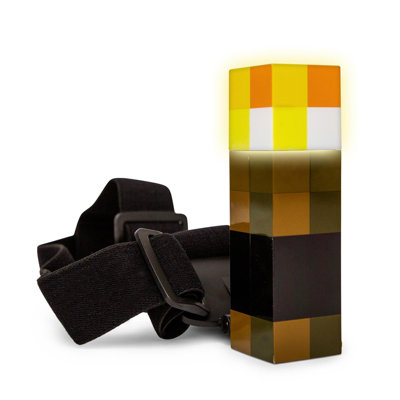 Minecraft Torch Headlamp Light with Adjustable Headband Figurine