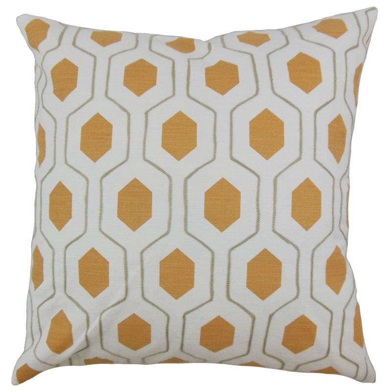 Geometric Feather Reversible Throw Pillow, Orange