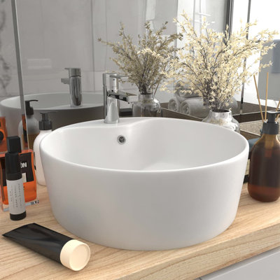 Belfry Bathroom Kyzer 360mm L x 360mm W Ceramic Circular Sink with Overflow