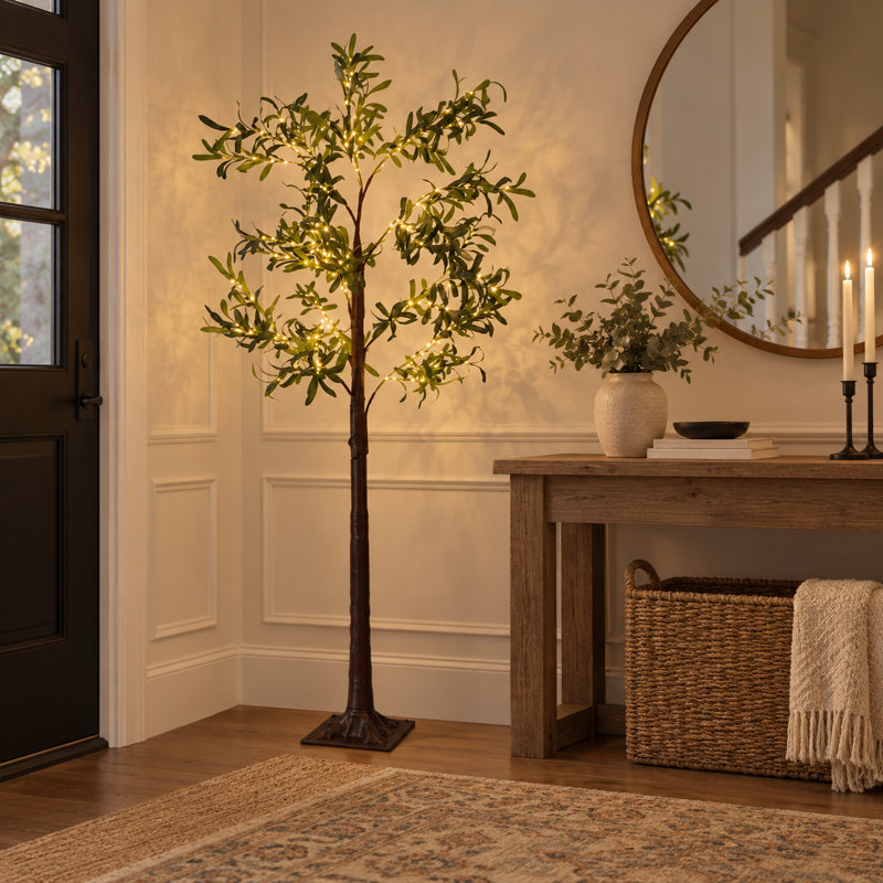 71" Modern Olive Tree Floor Lamp with LED Lights Dimmable