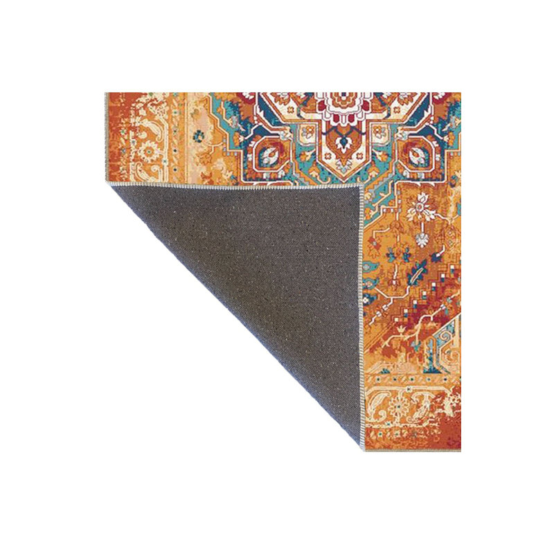Tapis jaune lavable à motif tissé traditionnel Siesta, Sous-tapis carré 3 pi 3 po inclus