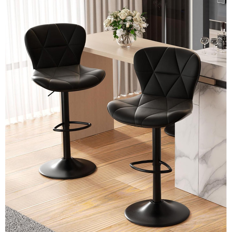 Tabouret de bar pivotant à hauteur réglable pour animaux de compagnie avec dossier, tissu technique résistant aux égratignures, repose-pieds et base en métal noir - Chaise de bar durable pour îlot de cuisine, bar de salle à manger, propriétaires d