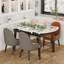 Champale Extendable Round Stone Top Metal Base Dining Table-1657638857