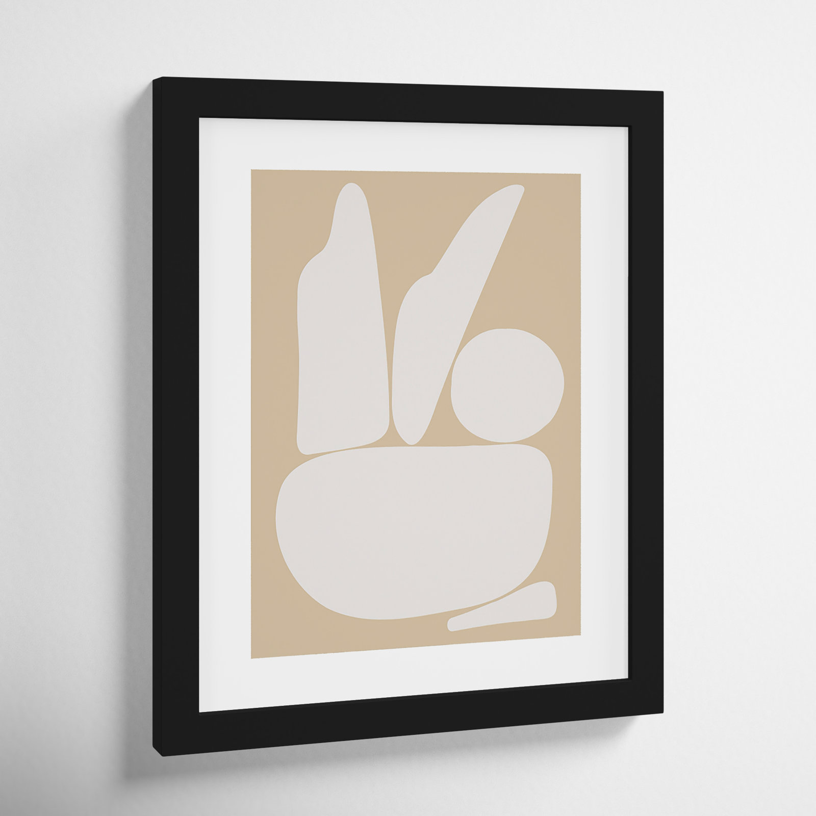 Zen Rock Garden Neutral Print, Black Framed, 17" H x 14" W