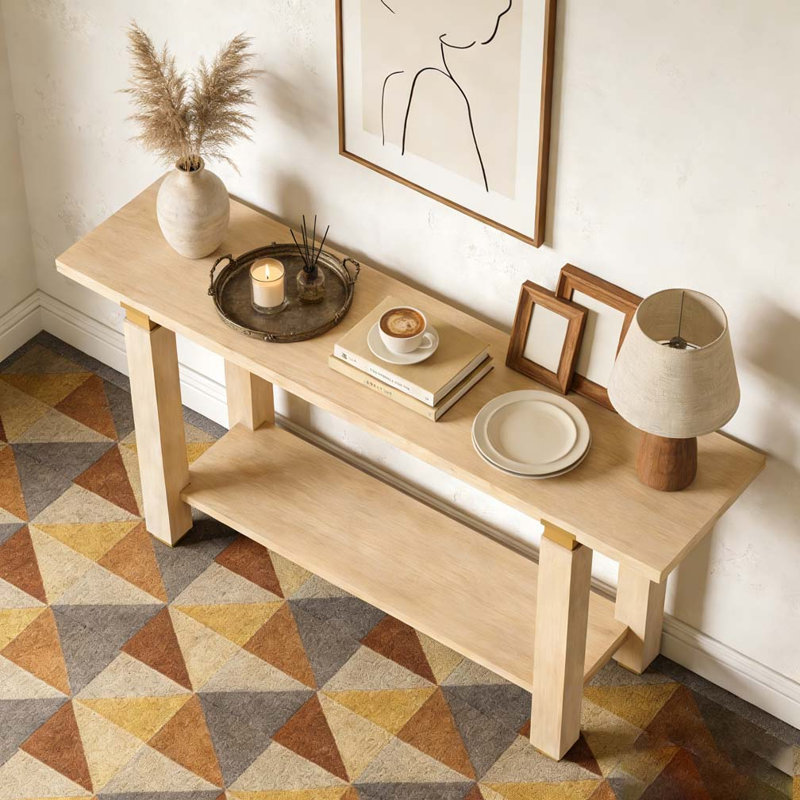 Console 62,2 "Modern Minimalist Console, table d'entrée en bois massif, Naturel
