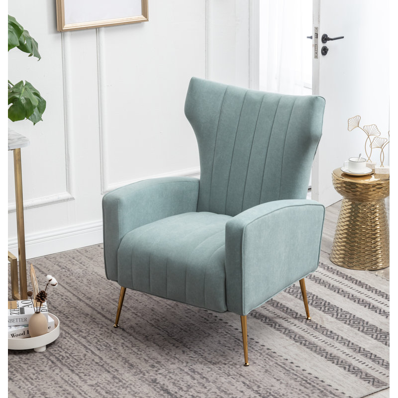 Floreal 27.5" Wide Velvet Wingback Chair, Teal