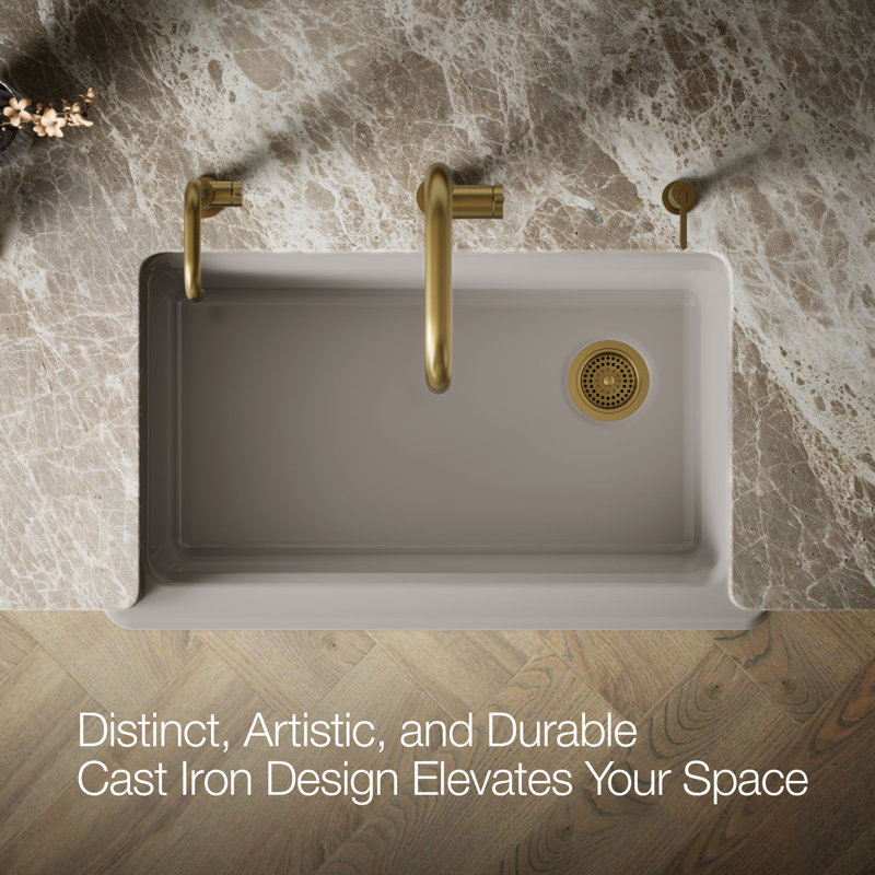 Riverby Undermount Single-Bowl Farmhouse Workstation Kitchen Sink With Tall Apron, Truffle