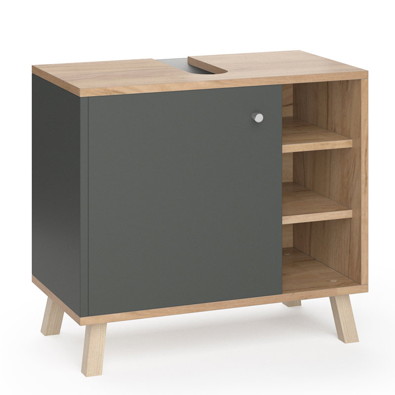Viewcrest Single Bathroom Vanity Base Only, Black/Brown