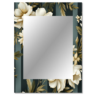 Stephano Classic Elegant Striped Floral Dreamscape - striped  Wall Mirror, Vintage Decorative Mirror, Printed Metal Art