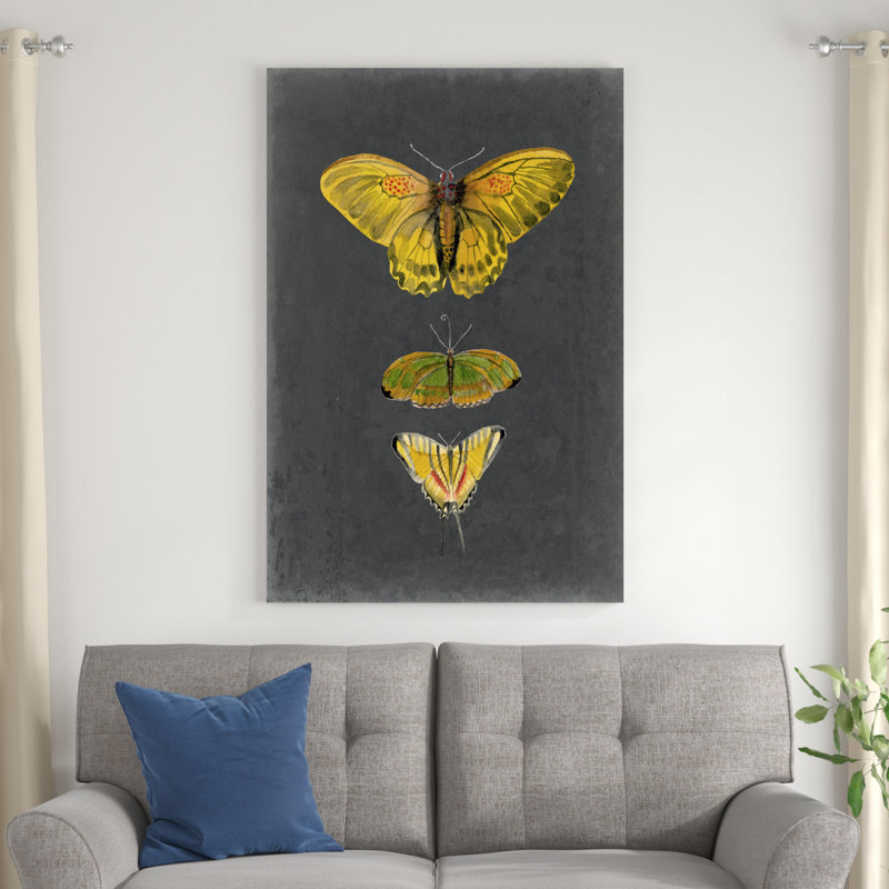 Papillons sur ardoise I, H 48 po x l 32 po x P 1 po