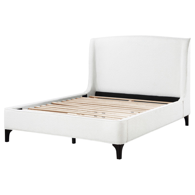 Cauz Upholstered Queen Wingback Bed Snow, Queen, White