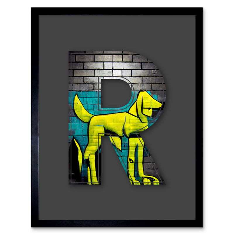 Letter R Abstract Dog by Sha & Koko - Single Picture Frame Print