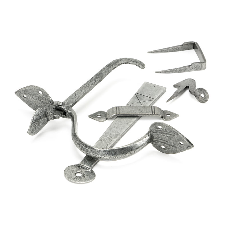 Gothic Thumb Latch, 21.6cm H x 19cm W x 17cm D, Pewter Patina