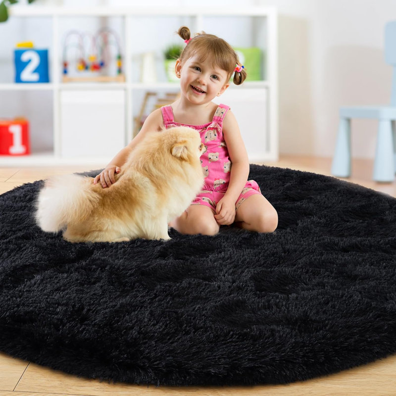 Round Christienne Commercial Use Area Rug with Non-Slip Backing, Round 6'