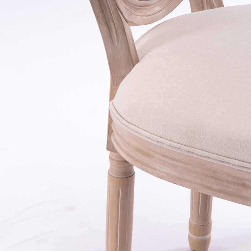 Chaise de salle à manger à structure française en bois massif avec dossier en rotin